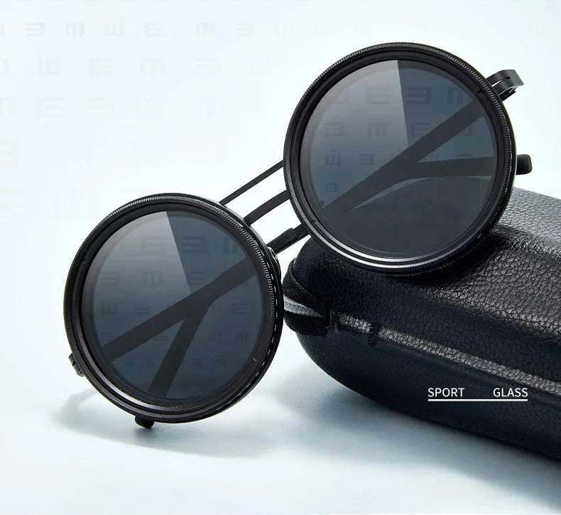 Adjustable Polarized Sunglasses with Round Frame and UV400 Protection