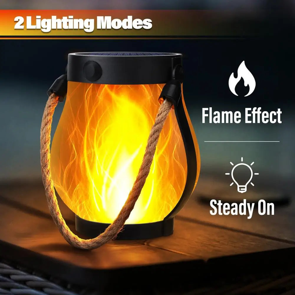 Outdoor Solar Lantern with Flickering Flame Effect and Dual Charging Modes, Waterproof