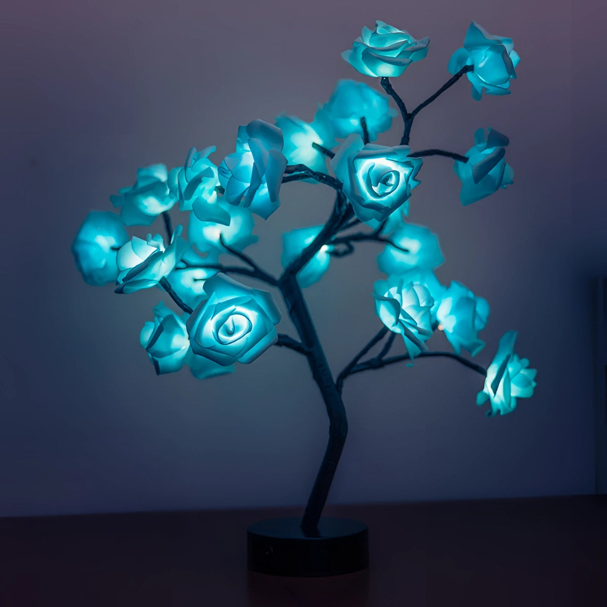 Rose Shaped Acrylic Lamp with LED Light and Metal Base, Four Color Options