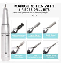Rechargeable Nail Drill with LED Display and 6 Milling Heads, 45000 RPM