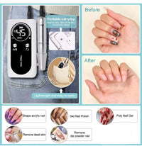 Rechargeable Nail Drill with LED Display and 6 Milling Heads, 45000 RPM