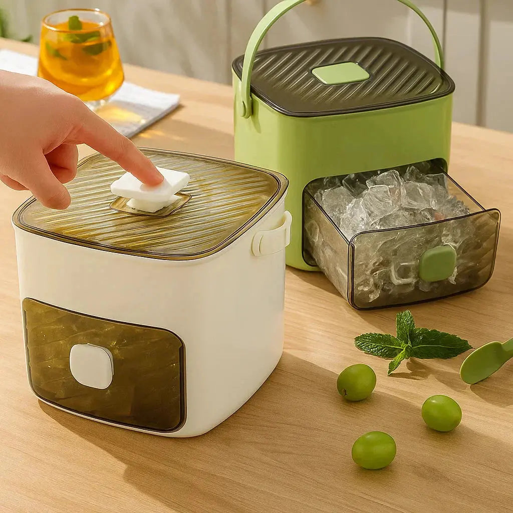 Press Action Ice Maker with Dual Trays and Airtight Storage, 48 Cubes
