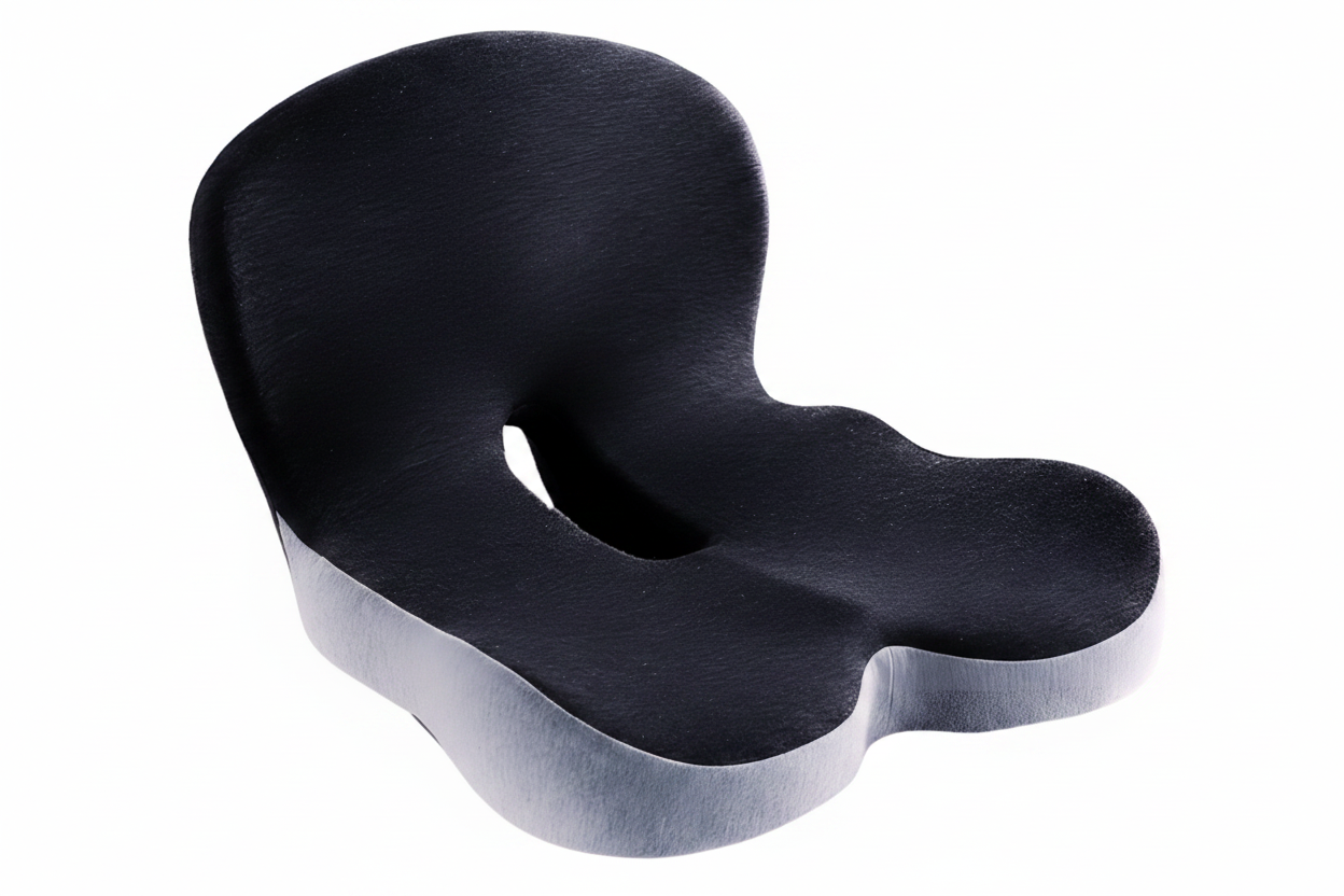 Memory Foam Seat Cushion with Non-Slip Base and Washable Cover