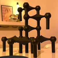 Modern Molecular Metal Candle Holder, Nordic Inspired Silver Centerpiece for Elegant Home Décor