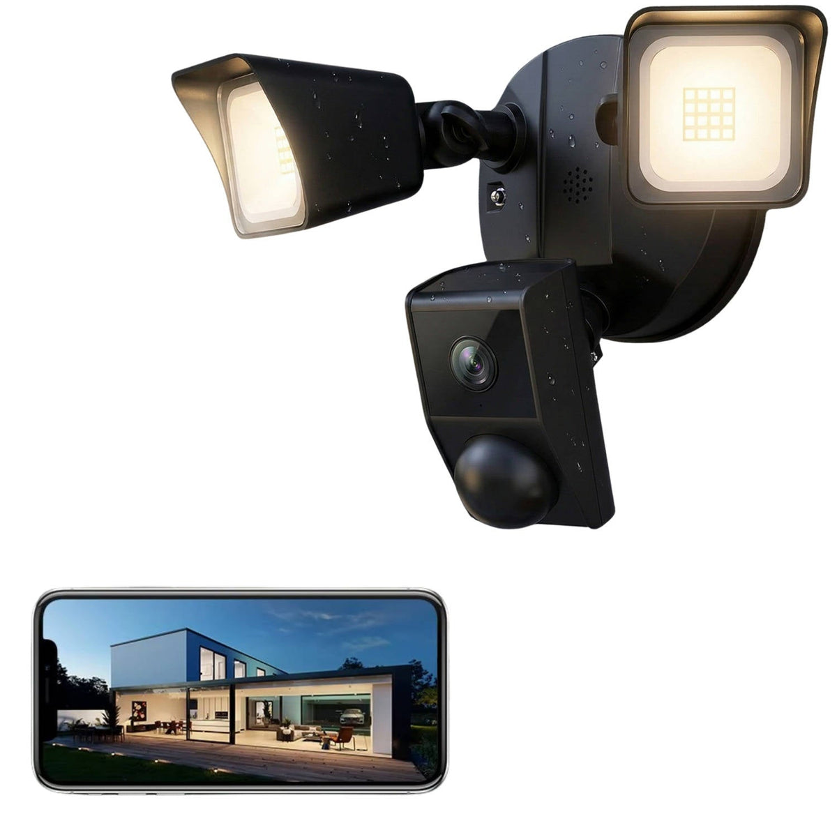 Outdoor Floodlight with 2K Security Camera, Motion Sensor, 2300LM LED, Night Vision