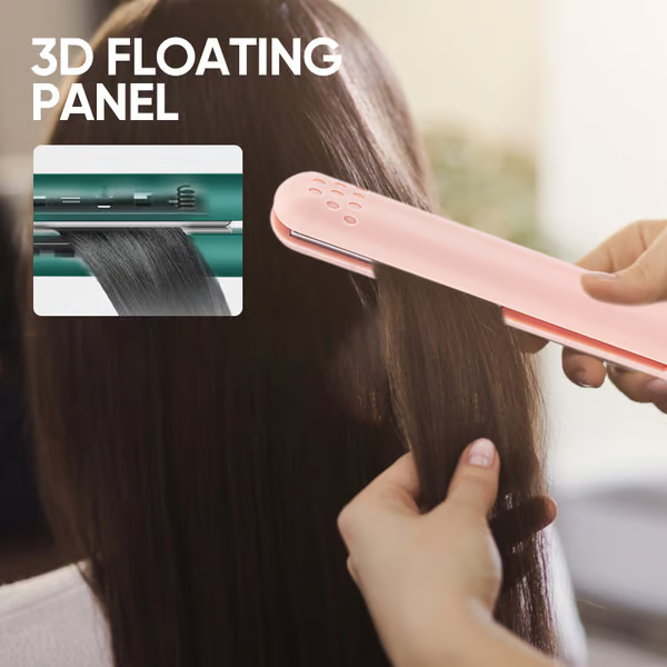 Portable Hair Curling and Straightening Iron with Ceramic Heating Panel and Floating Technology