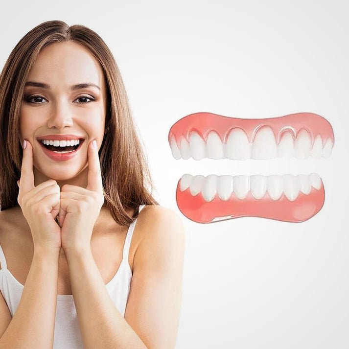 Snap-On Silicone Denture Set with Adjustable Fit and Realistic Tooth Design