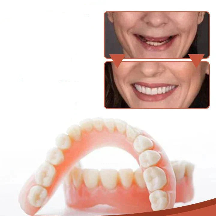 Snap-On Silicone Denture Set with Adjustable Fit and Realistic Tooth Design