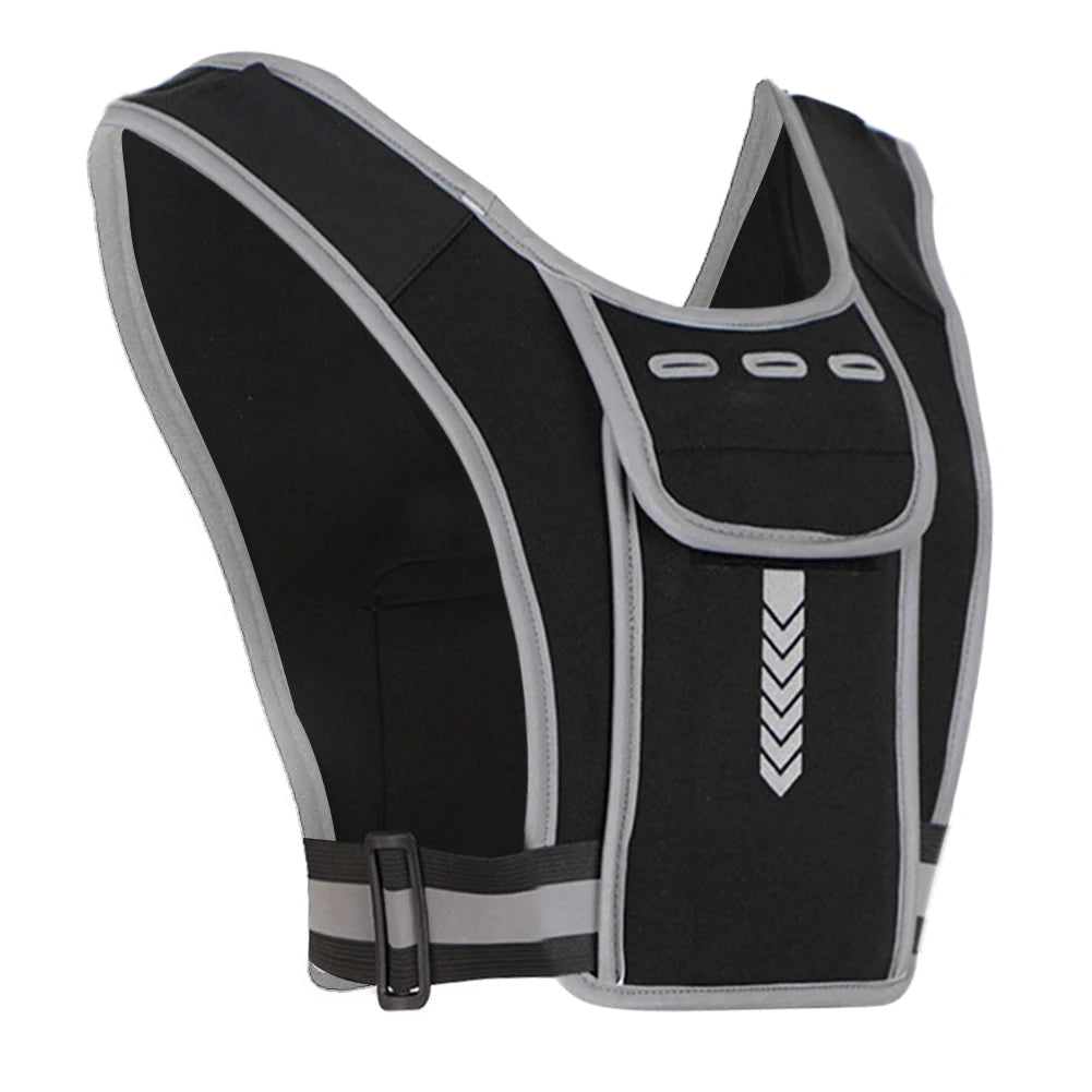 Reflective Chest Vest with Phone Pocket and Water Bottle Holder