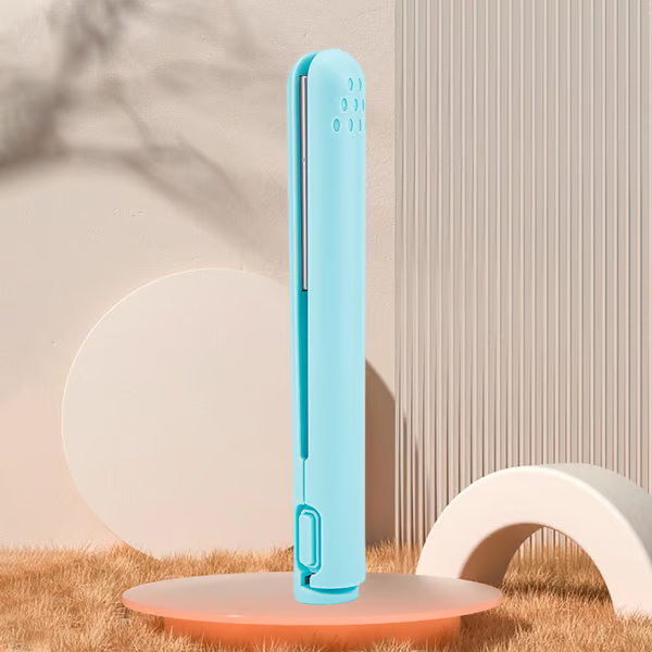 Portable Hair Curling and Straightening Iron with Ceramic Heating Panel and Floating Technology