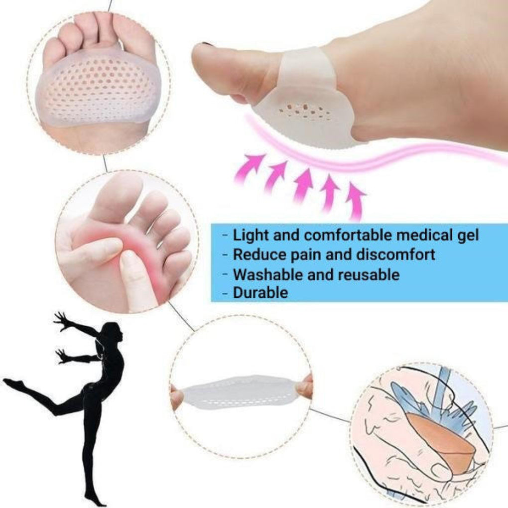 Metatarsal Gel Pads with Ventilation Holes and Adhesive Backing, Pack of 2