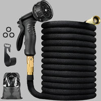 100 Foot Expandable Garden Hose with Latex Core and Brass Connectors