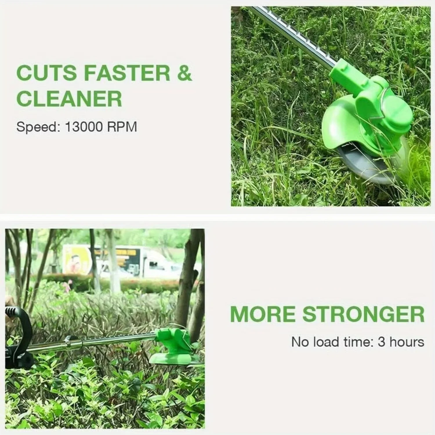 Cordless Grass Trimmer 600W with 8 Blades and 2 Batteries