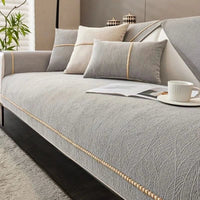 Polyester Sofa Cover with Non-Slip Backing and Machine Washable, Stain Protection