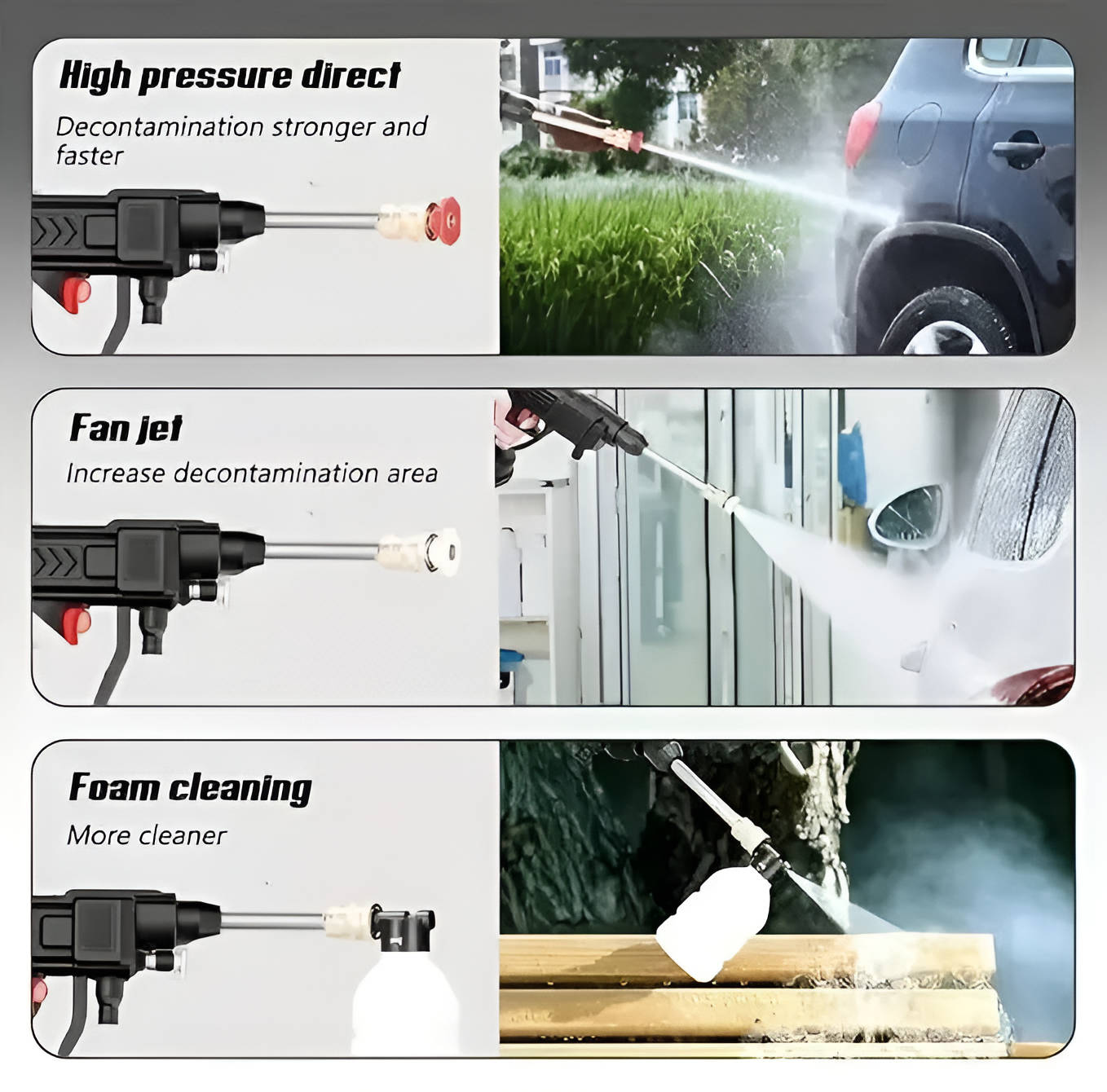Cordless Pressure Washer with Dual Spray Patterns and Detergent Tank, Copper Nozzle