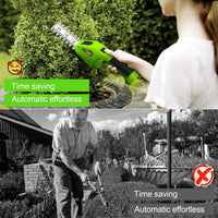 Rechargeable Cordless Hedge Trimmer and Grass Shear with Dual Blades