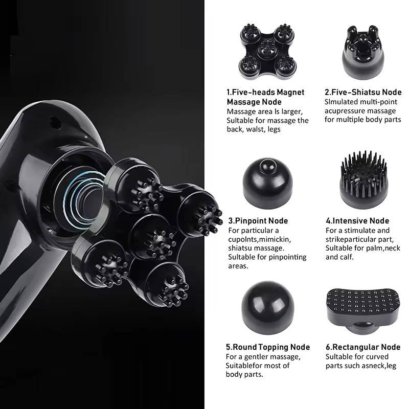 Handheld Corded Body Massager with 6 Attachments and Ergonomic Handle
