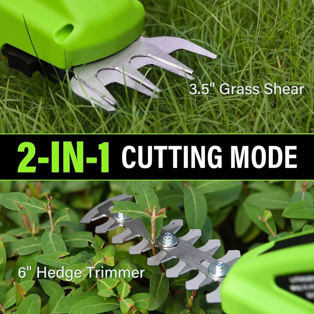 Rechargeable Cordless Hedge Trimmer and Grass Shear with Dual Blades