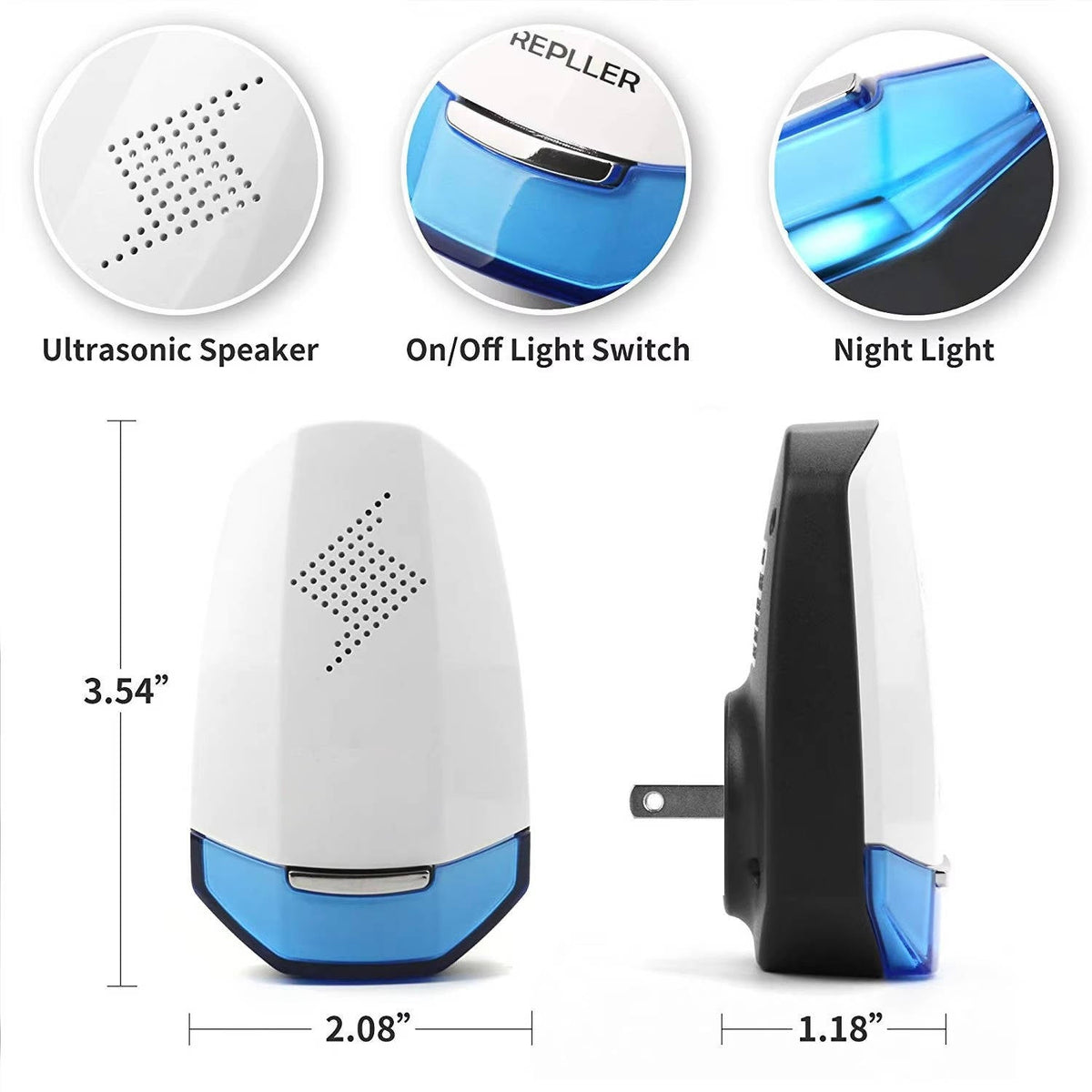 Ultrasonic Indoor Pest Repeller Plug-In Device for Home, 2 Pack