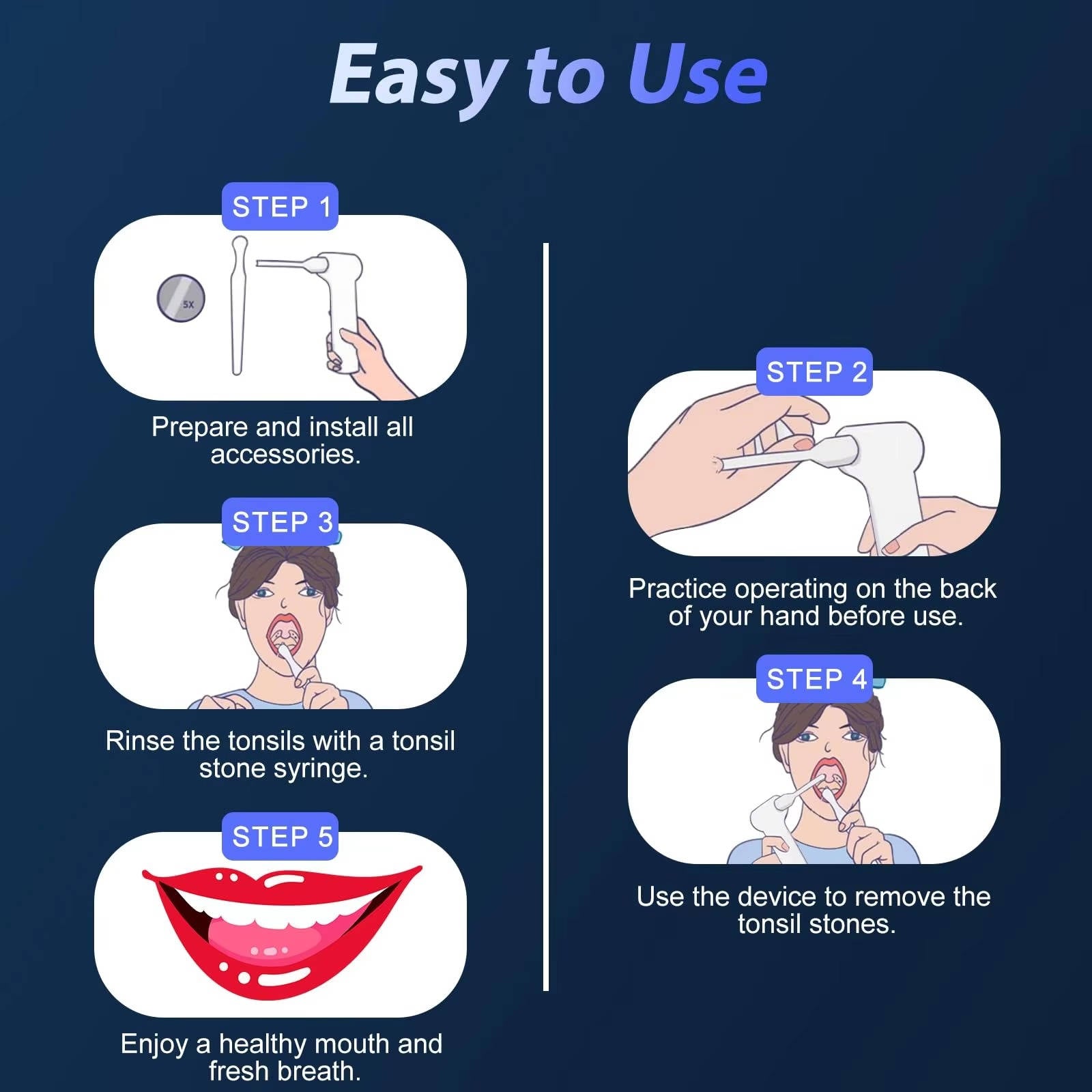 Rechargeable Oral Cleaning Tool with 3 Suction Levels