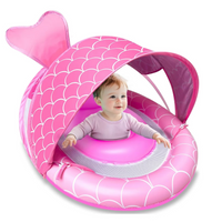 Baby Pool Float with Adjustable Canopy, Mesh Seat and Stable Base for Pool Use