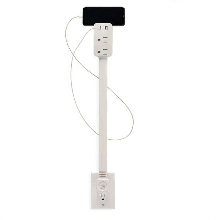Retractable Power Outlet with 2 AC Sockets and Dual USB Charging Ports