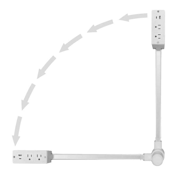 Retractable Power Outlet with 2 AC Sockets and Dual USB Charging Ports