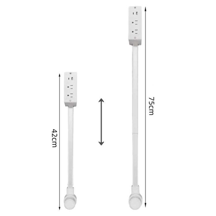 Retractable Power Outlet with 2 AC Sockets and Dual USB Charging Ports