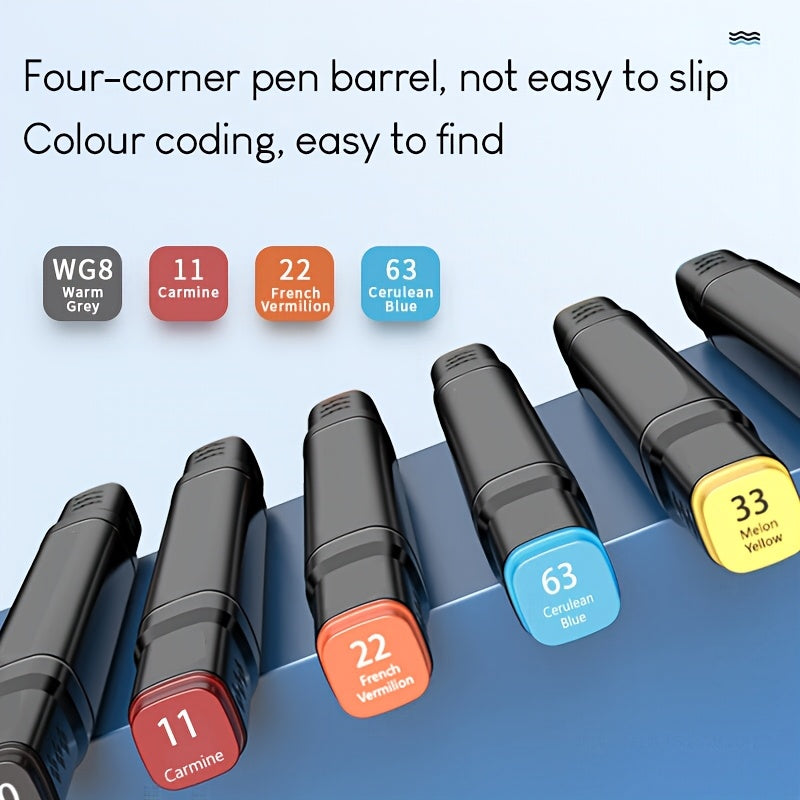 Double-Ended Alcohol Markers with 168 Colors and Storage Bag