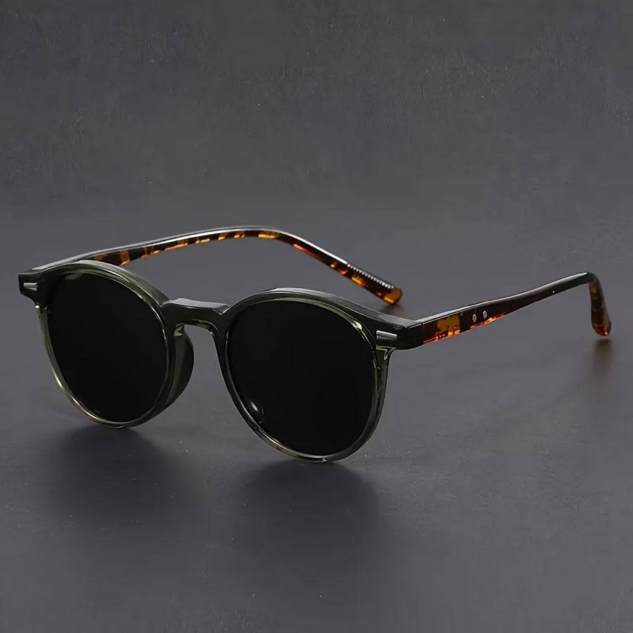 Round Tortoiseshell Sunglasses with Polycarbonate Frame and Decorative Lenses