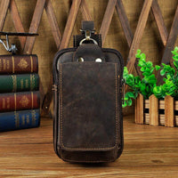 Cowhide Waist Bag with Padded Phone Slot and Magnetic Front Pocket