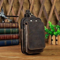Cowhide Waist Bag with Padded Phone Slot and Magnetic Front Pocket