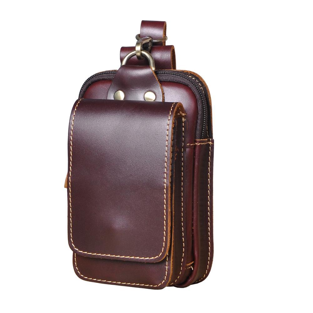 Cowhide Waist Bag with Padded Phone Slot and Magnetic Front Pocket