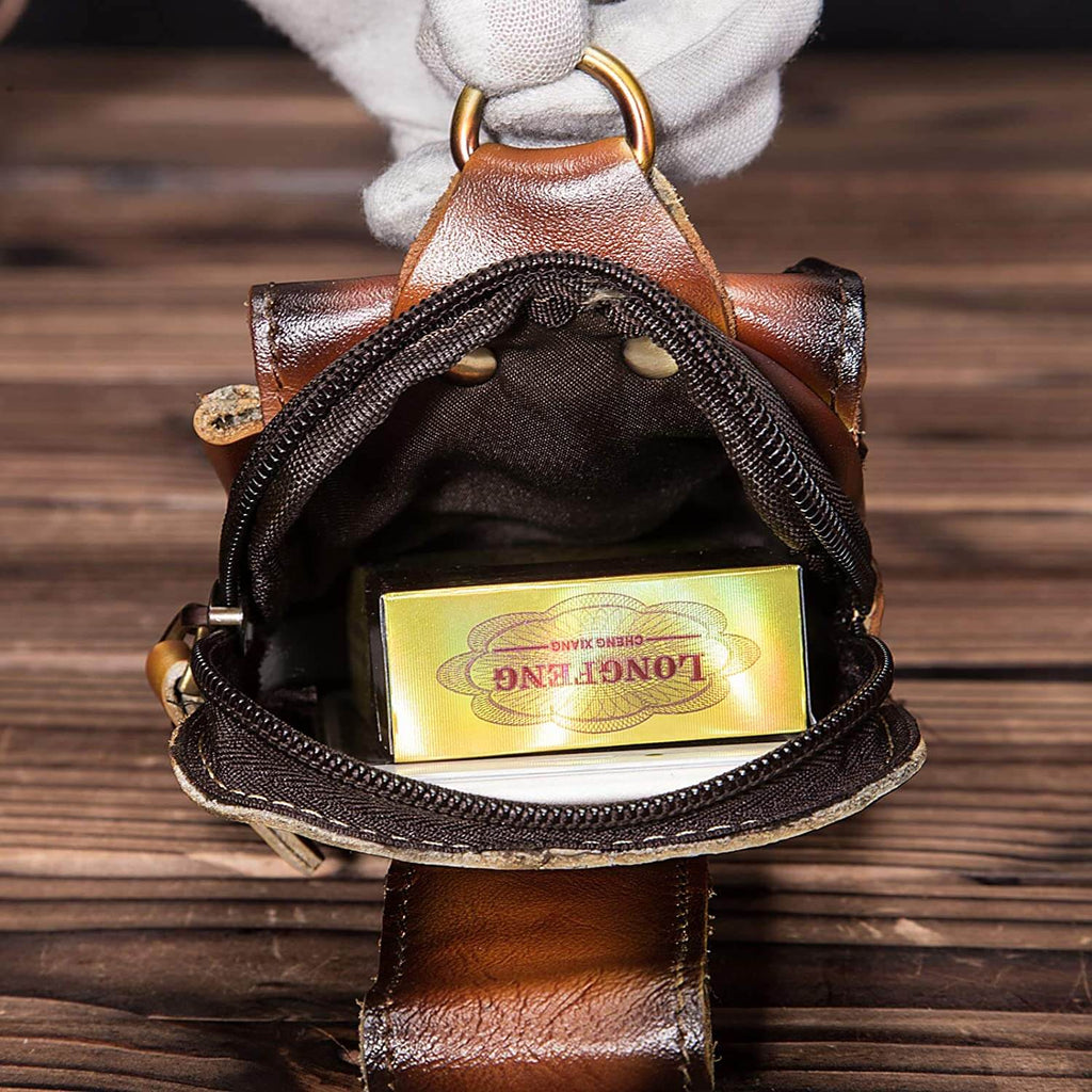 Cowhide Waist Bag with Padded Phone Slot and Magnetic Front Pocket