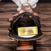 Cowhide Waist Bag with Padded Phone Slot and Magnetic Front Pocket