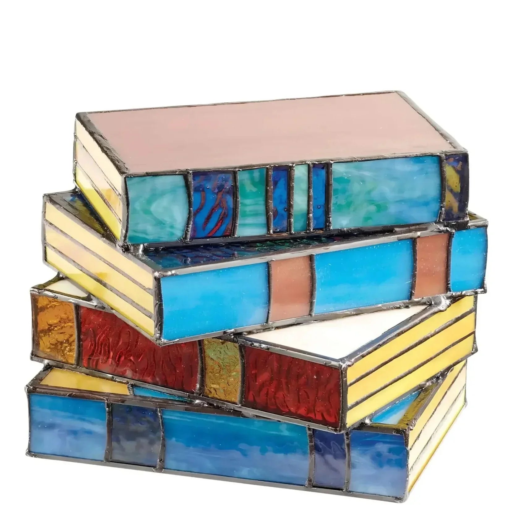 Stained Glass Book Lamp with Warm Diffused Light and Kiln Fired Construction
