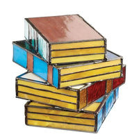 Stained Glass Book Lamp with Warm Diffused Light and Kiln Fired Construction