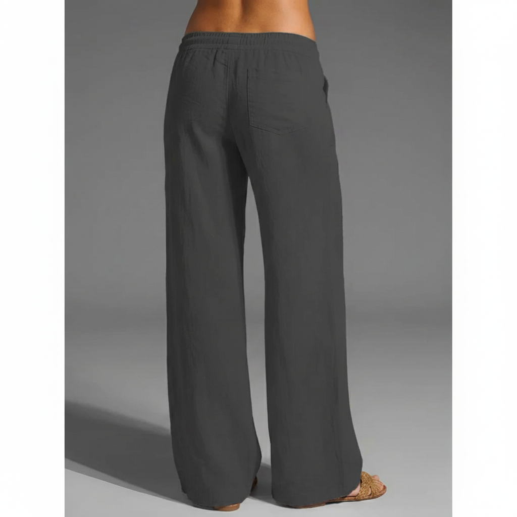 Linen Cotton Trousers with Elastic Waist and Loose Fit, Breathable Summer Pants for Women
