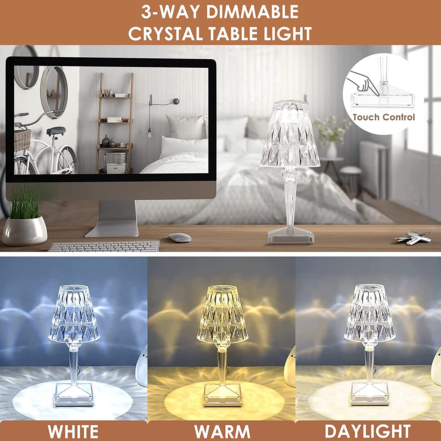 LED Crystal Table Lamp with Elegant Diamond Design