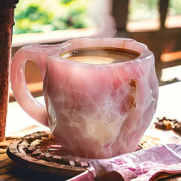 Clear Crystal Coffee Mug with Modern Mineral Glass Look
