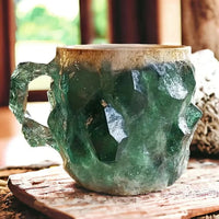 Clear Crystal Coffee Mug with Modern Mineral Glass Look