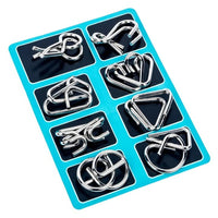 Metal Puzzle Ring Brain Teaser Set of 8 for Adults and Kids
