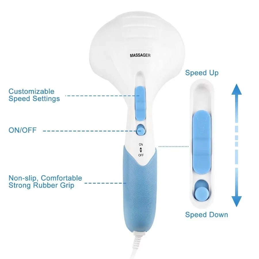 Electric Handheld Percussion Massager with Dual Heads