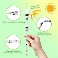 Reflective Spiral Bird Deterrent Rod with Wind-Powered Rotation and Hanging Rope
