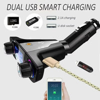 Bluetooth 5.0 Car Radio Transmitter with LED Display, Dual USB