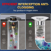Universal Push Type Drain Stopper For Bathroom And Kitchen Sinks