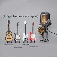 Retro Industrial Metal Robot Lamp With Vintage Microphone Head