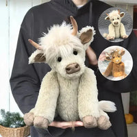 Handmade Highland Cow Plush Toy - Floral Headpiece Design