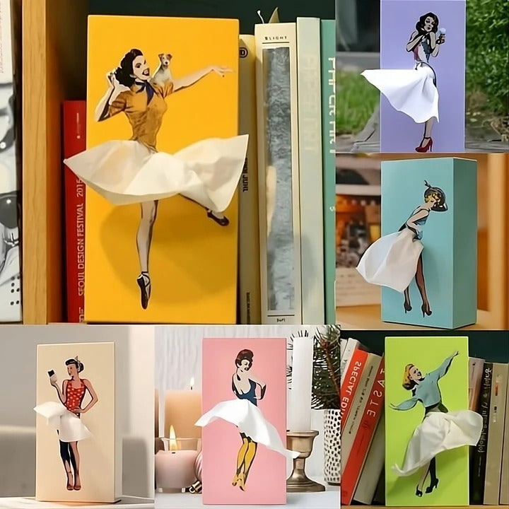 Creative Figure Tissue Box Cover, Flying Skirt Decorative Holder