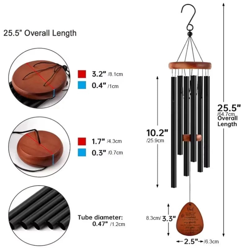 Aluminum and Wood Garden Wind Chimes with Outdoor Hanging Design